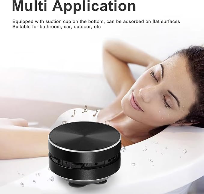 Yunseity Bluetooth Bone Conduction Speaker, Stereo Bass Sound Portable Speaker, Built in Mic Mini Music Player with Suction Cup for Home Outdoor Travel (Black)