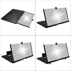 12‘’ Screen Magnifier Amplifier 3D HD Smart Mobile Phone Movies Amplifier with Leather Foldable Holder Stand for Any Smartphone, Supports All Smartphones(Black)
