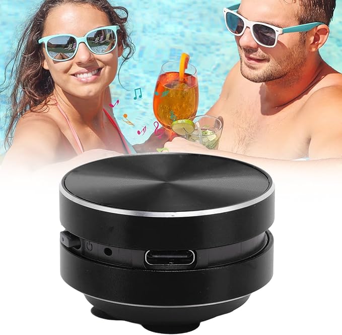 Yunseity Bluetooth Bone Conduction Speaker, Stereo Bass Sound Portable Speaker, Built in Mic Mini Music Player with Suction Cup for Home Outdoor Travel (Black)