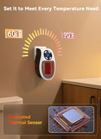 Plug in Small Space Heater for Indoor Use 450W, Wall Outlet Electric Heater with Remote, 12H Timer & LED Display, PTC Ceramic Fast Heat Safely for Bedroom Bathroom Office
