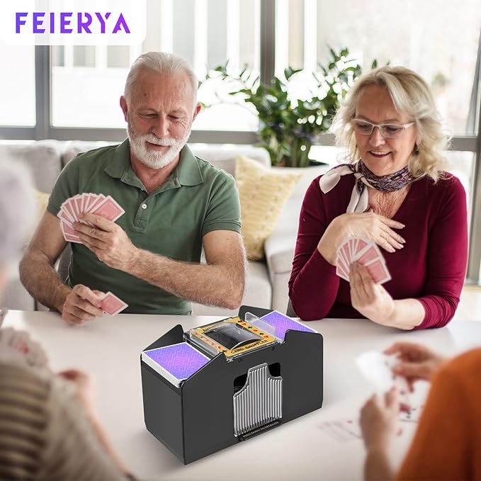 Automatic Card Shuffler 2/1/4/6 Deck,Battery-Operated Electric UNO Poker Shuffler,Playing Card Shuffler for Home Card Game,Travel